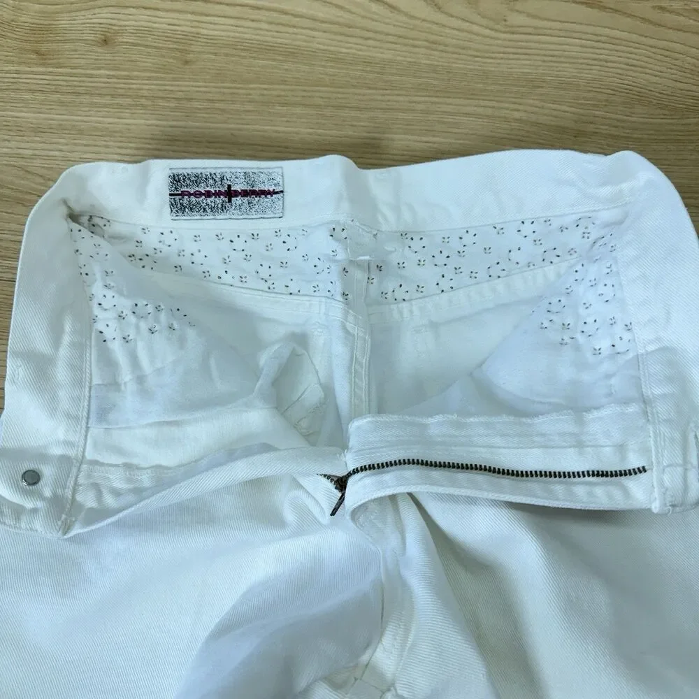 Vtg Bedazzled Bling White Mom Shorts Size 8 Rodeo Western Festival Party 90s